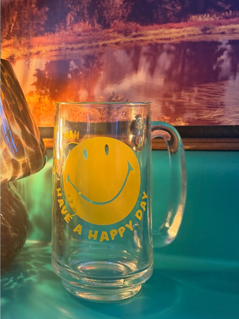 🖕🏻Retro “Have A Happy Day” Glass Beer Mug🖕🏻